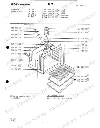 Взрыв-схема плиты (духовки) Aeg UN 530 - Схема узла Section1